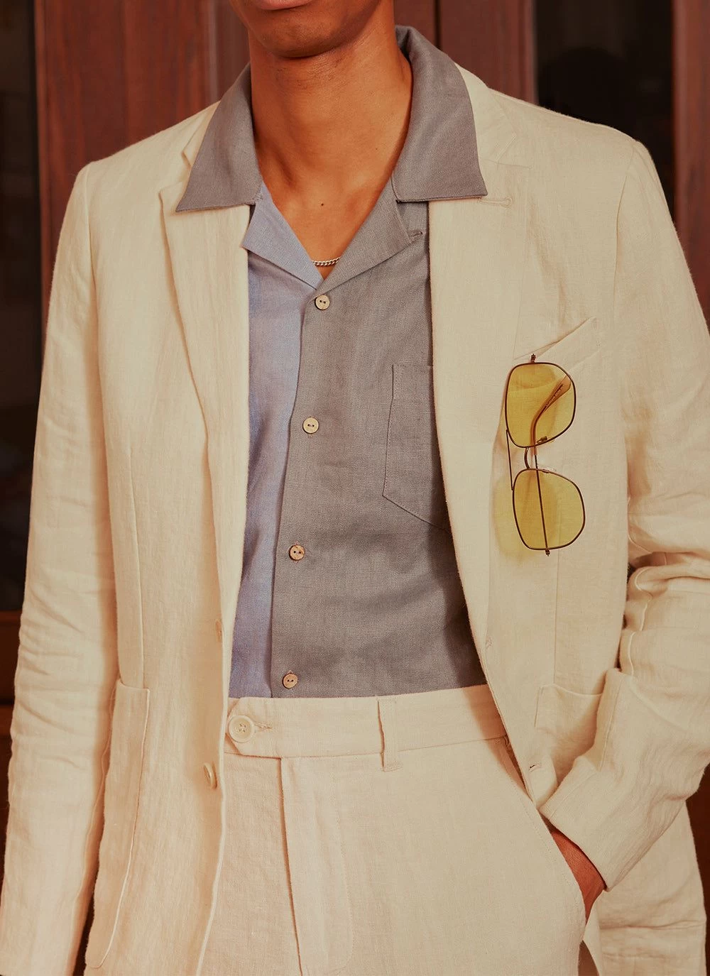 Patchwork Cuban Linen Shirt | Blue Multi 4 Patchwork Cuban Linen Shirt | Blue Multi - Image 2