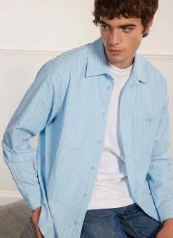 Stripe Pearce Oversized Shirt | Light Blue -Urban Wear Shop FIRSTIMAGE 04f97564 fa5c 4bd0 b815 919537e3ea50