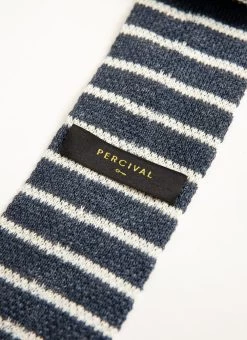Stripe Linen Tie | Navy Marl 8 Stripe Linen Tie | Navy Marl -Urban Wear Shop IMG 7845