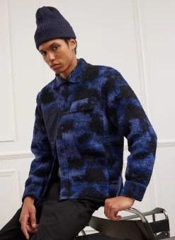 Jacquard Teddy Fleece Overshirt | Wool | Navy -Urban Wear Shop MAIN IMAGE b89bde21 0325 4124 9575 0ab92d8cc6b6