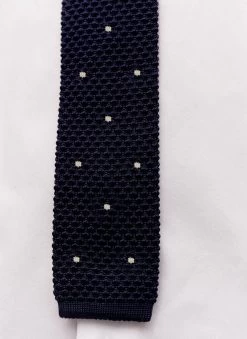 Polka Dot Silk Tie | Navy 11 Polka Dot Silk Tie | Navy -Urban Wear Shop PERCIVAL MENSWEAR SOUTHGATE LUCKY BLUE TIE KNIT EUROS 1