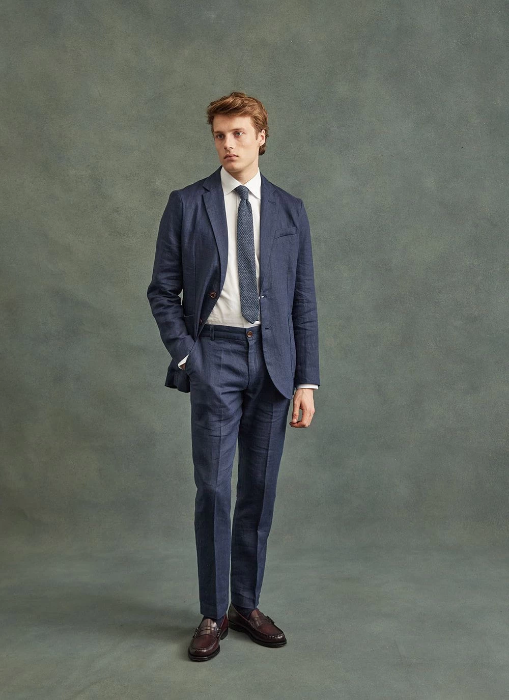 Linen Tie | Navy Marl 6 Linen Tie | Navy Marl - Image 4