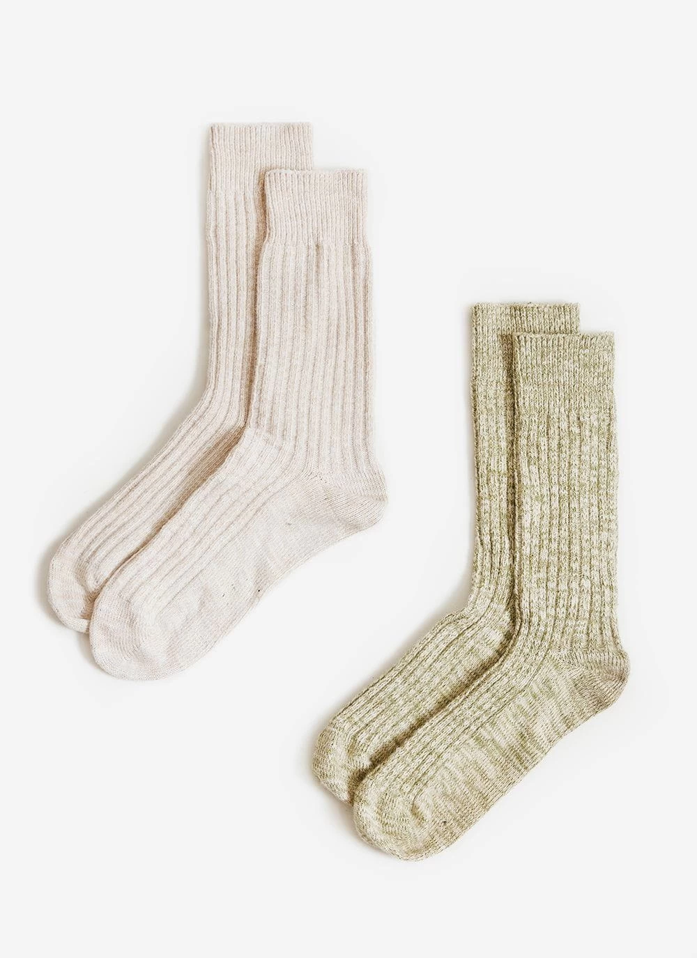 Socks 2 Pack | Melange | Oat & Fern Green 3 Socks 2 Pack | Melange | Oat & Fern Green