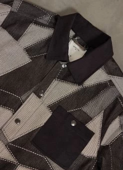 All Sorts Patchwork Overshirt | Denim | Grey & Black -Urban Wear Shop PERCIVAL MENSWEAR ALL SORTS PATCHWORK OVERSHIRT GREY BLACK 13