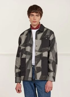 All Sorts Patchwork Overshirt | Denim | Grey & Black -Urban Wear Shop PERCIVAL MENSWEAR ALL SORTS PATCHWORK OVERSHIRT GREY BLACK