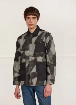 All Sorts Patchwork Overshirt | Denim | Grey & Black -Urban Wear Shop PERCIVAL MENSWEAR ALL SORTS PATCHWORK OVERSHIRT GREY BLACK2