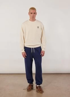 Bark And Stroll Auxiliary Sweatshirt | Cotton | Ecru -Urban Wear Shop PERCIVAL MENSWEAR AUXILARY DAILY GOODS PRINTED SWEATSHIRT ECRU