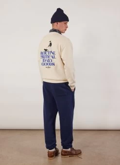 Bark And Stroll Auxiliary Sweatshirt | Cotton | Ecru -Urban Wear Shop PERCIVAL MENSWEAR AUXILARY DAILY GOODS PRINTED SWEATSHIRT ECRU6