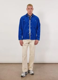 Draftsman Auxiliary Overshirt | Cord | Cobalt -Urban Wear Shop PERCIVAL MENSWEAR AUXILARY DRAFTSMEN OVERSHIRT COLBOLT
