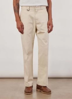 Stay Press Auxiliary Trouser | Cotton Twill Canvas | Ecru -Urban Wear Shop PERCIVAL MENSWEAR AUXILARY STAY PRESS TROUSER ECRU