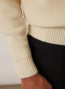 Tech Pique Auxiliary Crew Neck | Cotton | Ecru 20 Tech Pique Auxiliary Crew Neck | Cotton | Ecru -Urban Wear Shop PERCIVAL MENSWEAR AUXILARY THERMAL MICRO PIQUE CREW NECK ECRU3