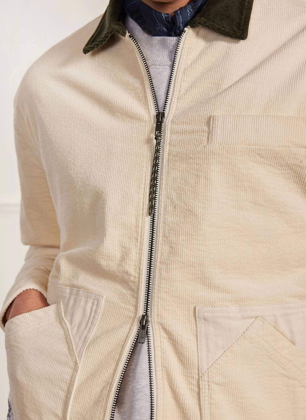 Contrast Collar Auxiliary Overshirt | Corduroy | Ecru 8 Contrast Collar Auxiliary Overshirt | Corduroy | Ecru - Image 6