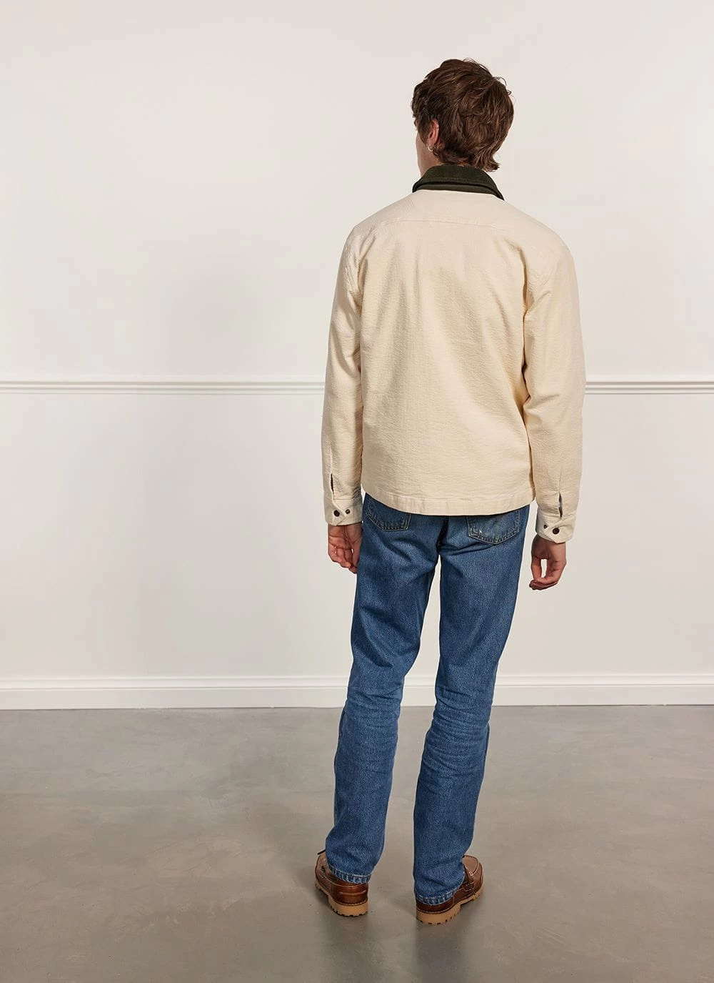 Contrast Collar Auxiliary Overshirt | Corduroy | Ecru 11 Contrast Collar Auxiliary Overshirt | Corduroy | Ecru - Image 9