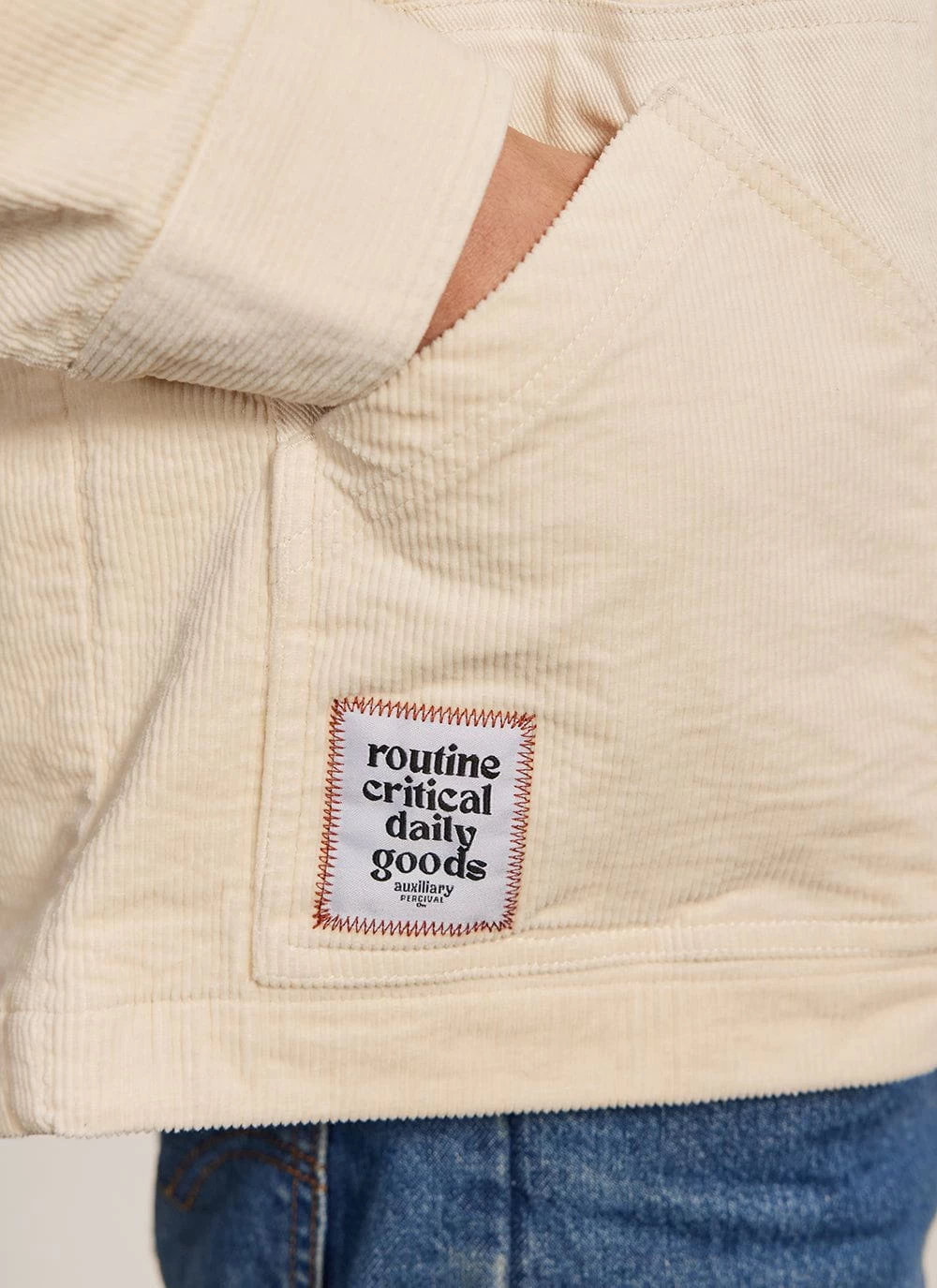 Contrast Collar Auxiliary Overshirt | Corduroy | Ecru 10 Contrast Collar Auxiliary Overshirt | Corduroy | Ecru - Image 8