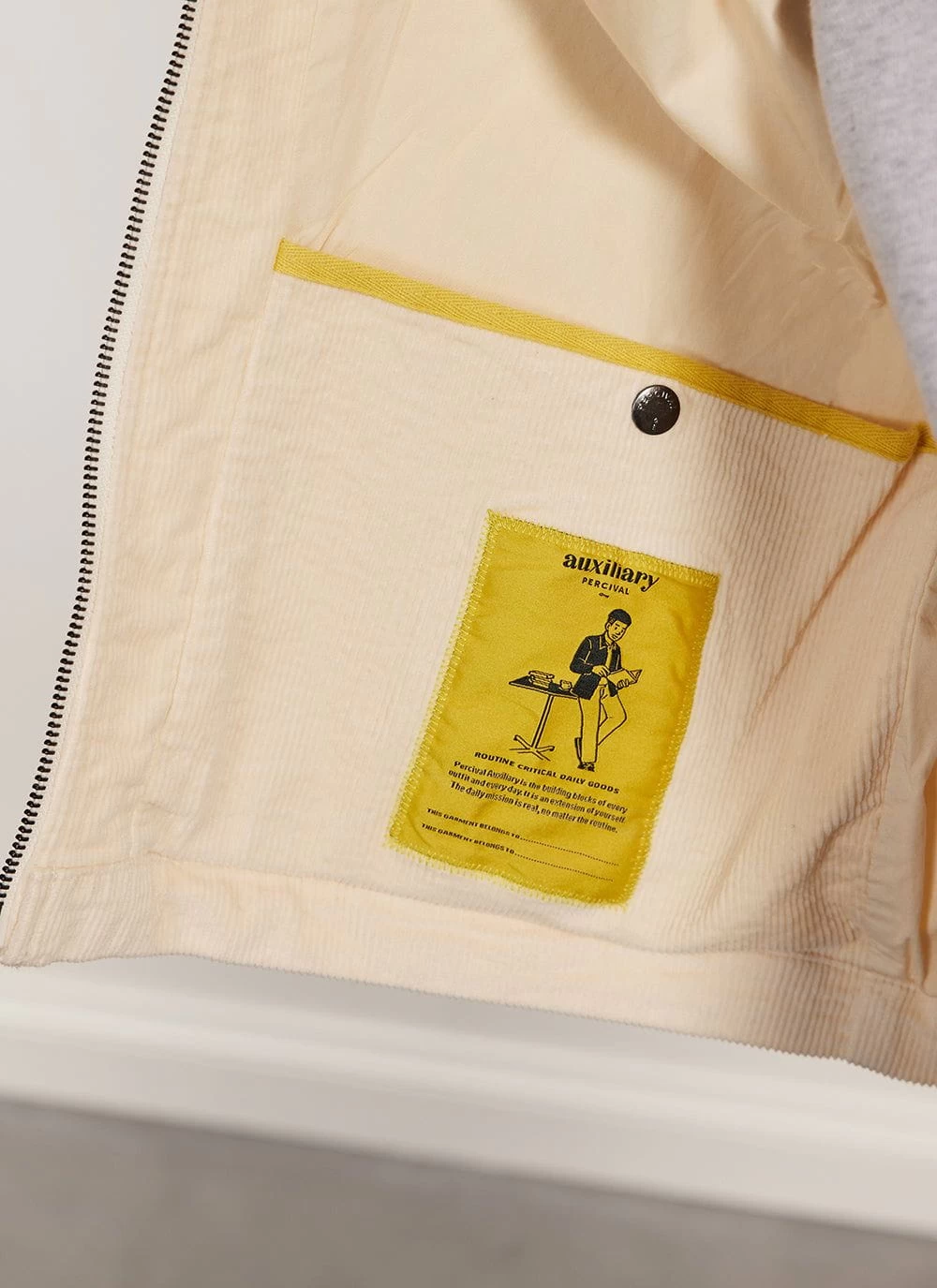 Contrast Collar Auxiliary Overshirt | Corduroy | Ecru 5 Contrast Collar Auxiliary Overshirt | Corduroy | Ecru - Image 3