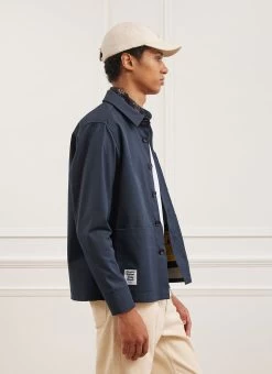Waterproof Auxiliary Overshirt | Navy With Grey -Urban Wear Shop PERCIVAL MENSWEAR AUX WORKSHIRT NAVY2
