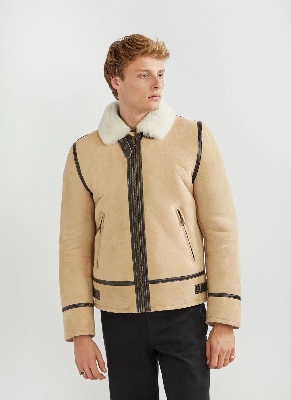 Aviator Shearling Jacket | Suede | Stone 6 Aviator Shearling Jacket | Suede | Stone - Image 4