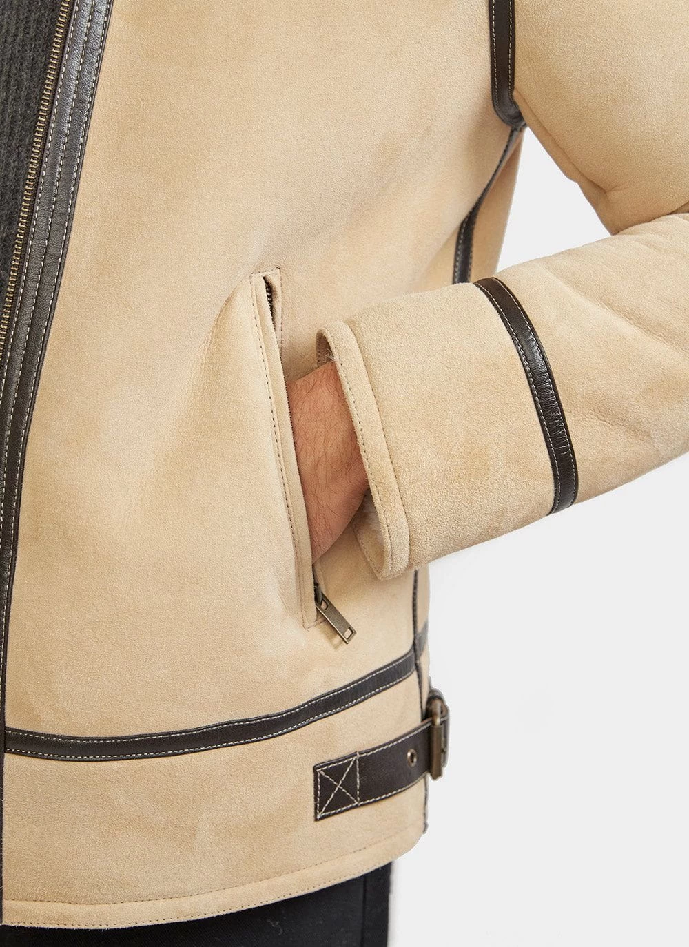 Aviator Shearling Jacket | Suede | Stone 5 Aviator Shearling Jacket | Suede | Stone - Image 3