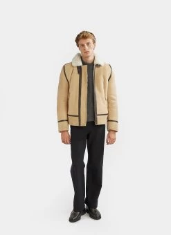 Aviator Shearling Jacket | Suede | Stone 20 Aviator Shearling Jacket | Suede | Stone -Urban Wear Shop PERCIVAL MENSWEAR AVIATOR SAND11