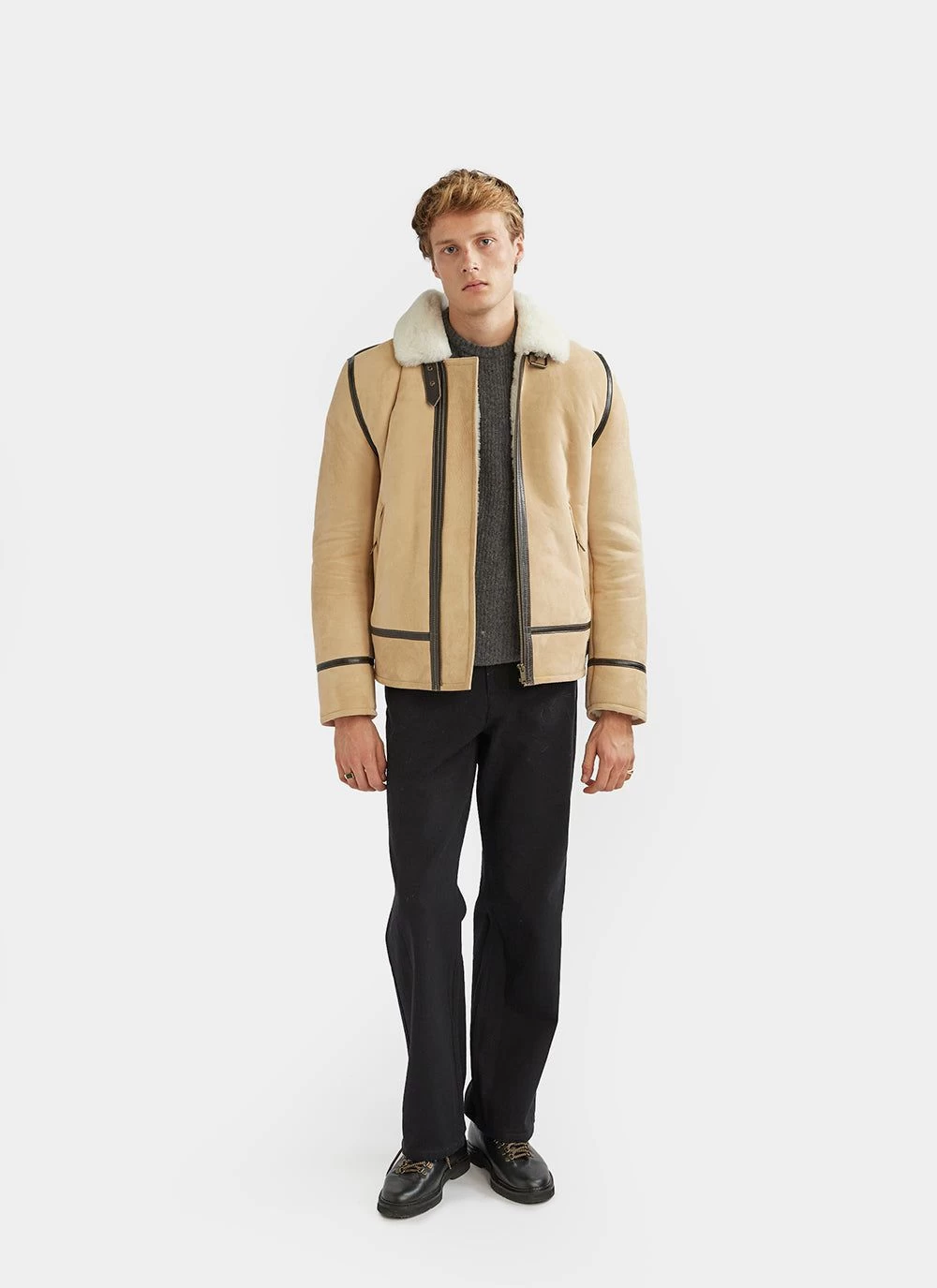 Aviator Shearling Jacket | Suede | Stone 11 Aviator Shearling Jacket | Suede | Stone - Image 9