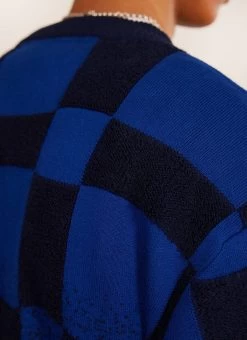 Bingo Intarsia Jumper | Cotton | Navy -Urban Wear Shop PERCIVAL MENSWEAR BINGO INTARSIA NAVY