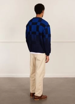 Bingo Intarsia Jumper | Cotton | Navy -Urban Wear Shop PERCIVAL MENSWEAR BINGO INTARSIA NAVY1