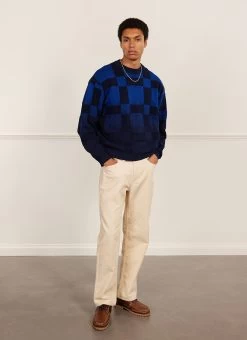 Bingo Intarsia Jumper | Cotton | Navy -Urban Wear Shop PERCIVAL MENSWEAR BINGO INTARSIA NAVY3