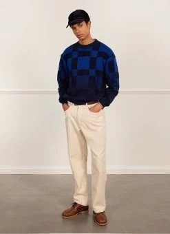 Bingo Intarsia Jumper | Cotton | Navy -Urban Wear Shop PERCIVAL MENSWEAR BINGO INTARSIA NAVY5