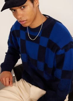 Bingo Intarsia Jumper | Cotton | Navy -Urban Wear Shop PERCIVAL MENSWEAR BINGO INTARSIA NAVY6