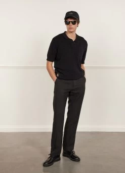 Blackjack Negroni Knitted Polo | Organic Cotton | Black -Urban Wear Shop PERCIVAL MENSWEAR BLACKJACK NEGRONI BLACK