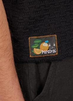 Blackjack Negroni Knitted Polo | Organic Cotton | Black -Urban Wear Shop PERCIVAL MENSWEAR BLACKJACK NEGRONI BLACK 8