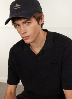 Blackjack Negroni Knitted Polo | Organic Cotton | Black -Urban Wear Shop PERCIVAL MENSWEAR BLACKJACK NEGRONI BLACK12