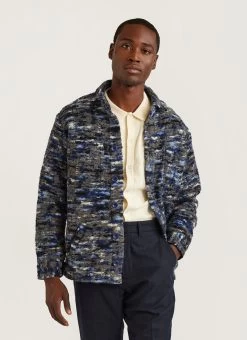 Jacquard Blanket Overshirt | Wool | Blue