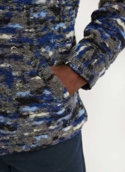 Jacquard Blanket Overshirt | Wool | Blue -Urban Wear Shop PERCIVAL MENSWEAR BLANKET OVERSHIRT NAVY 4