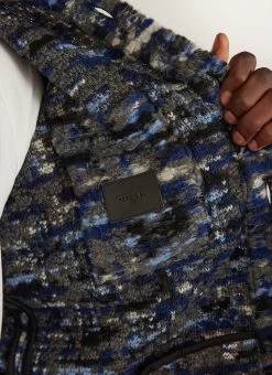 Jacquard Blanket Overshirt | Wool | Blue -Urban Wear Shop PERCIVAL MENSWEAR BLANKET OVERSHIRT NAVY1