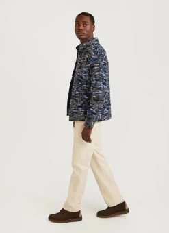 Jacquard Blanket Overshirt | Wool | Blue -Urban Wear Shop PERCIVAL MENSWEAR BLANKET OVERSHIRT NAVY10