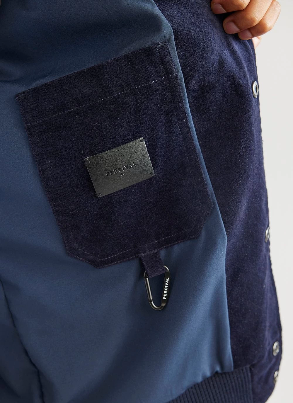 Bomber Jacket | Cotton Suede | Navy 9 Bomber Jacket | Cotton Suede | Navy - Image 7