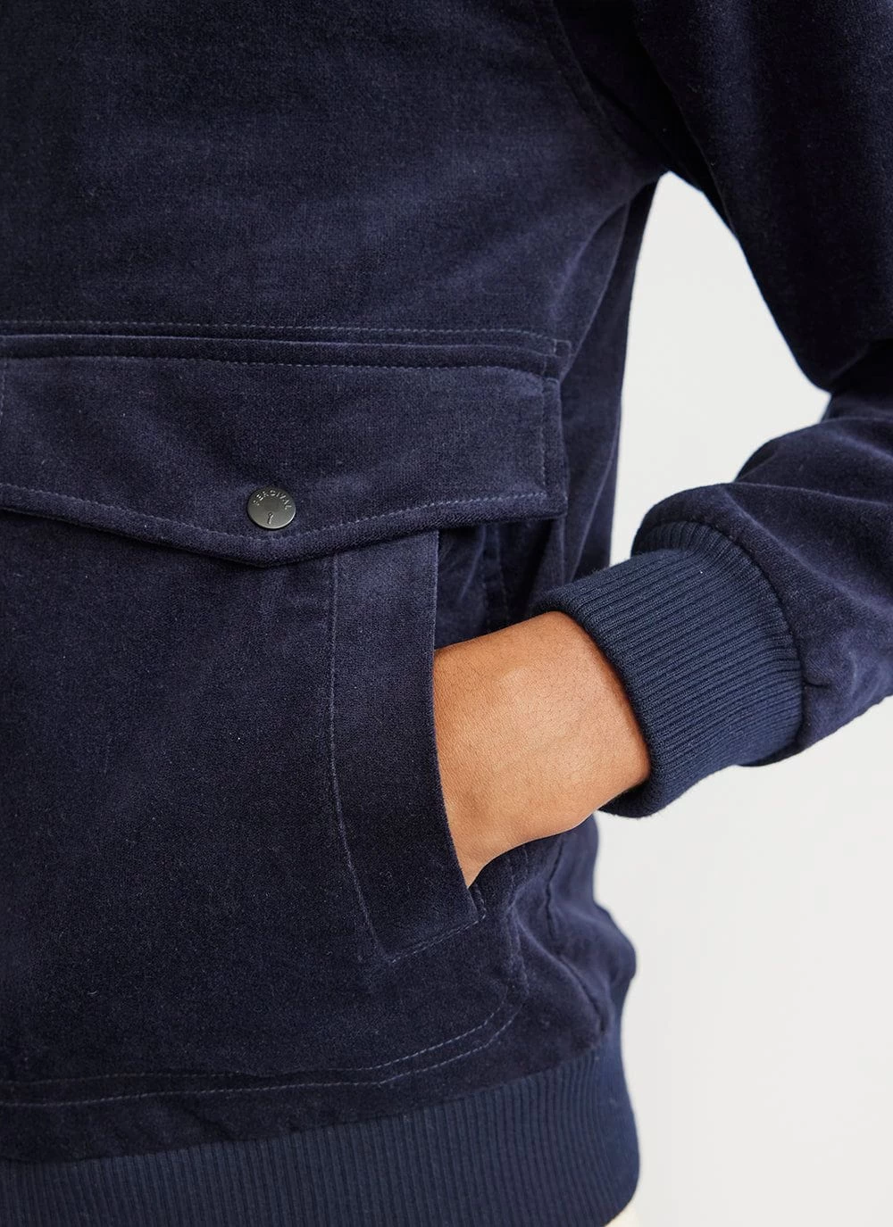 Bomber Jacket | Cotton Suede | Navy 6 Bomber Jacket | Cotton Suede | Navy - Image 4