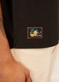 PerciCo Bowling Shirt | Cotton | Black -Urban Wear Shop PERCIVAL MENSWEAR BOWLING SHIRT BLACK 5