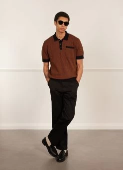 Casa Martini Knitted Polo | Cotton | Espresso -Urban Wear Shop PERCIVAL MENSWEAR CASA MARTINI ESPRESSO3