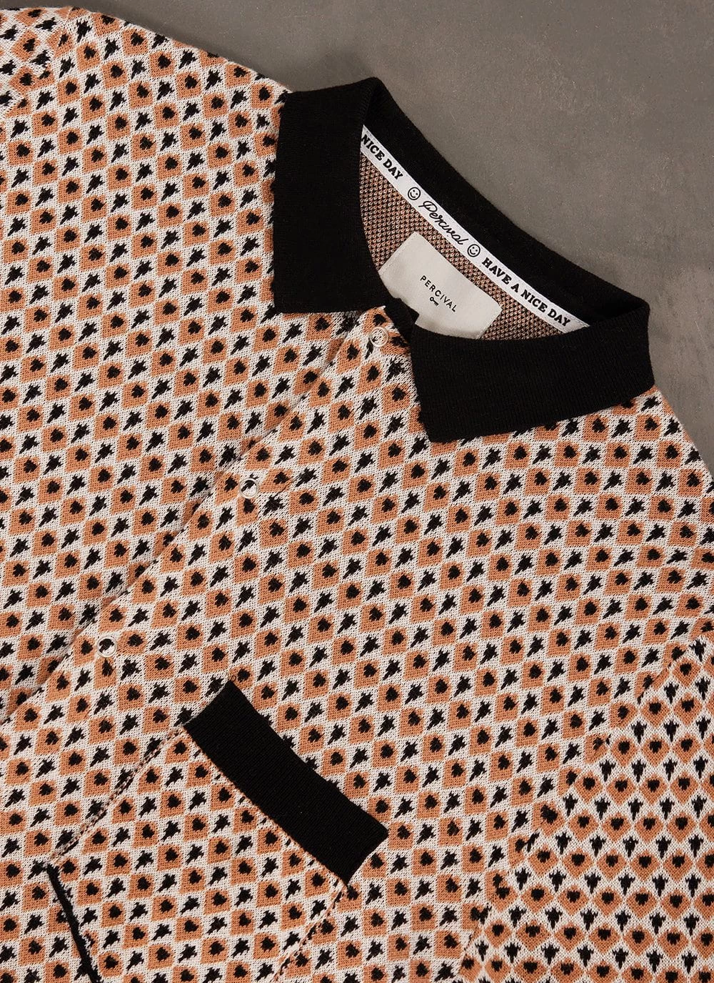 Casa Piccante Shirt | Knitted Cotton | Rust Jacquard 4 Casa Piccante Shirt | Knitted Cotton | Rust Jacquard - Image 2