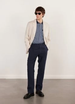 Casa Piccante Shirt | Knitted Cotton | Blue Jacquard -Urban Wear Shop PERCIVAL MENSWEAR CASA PICANTE NAVY7