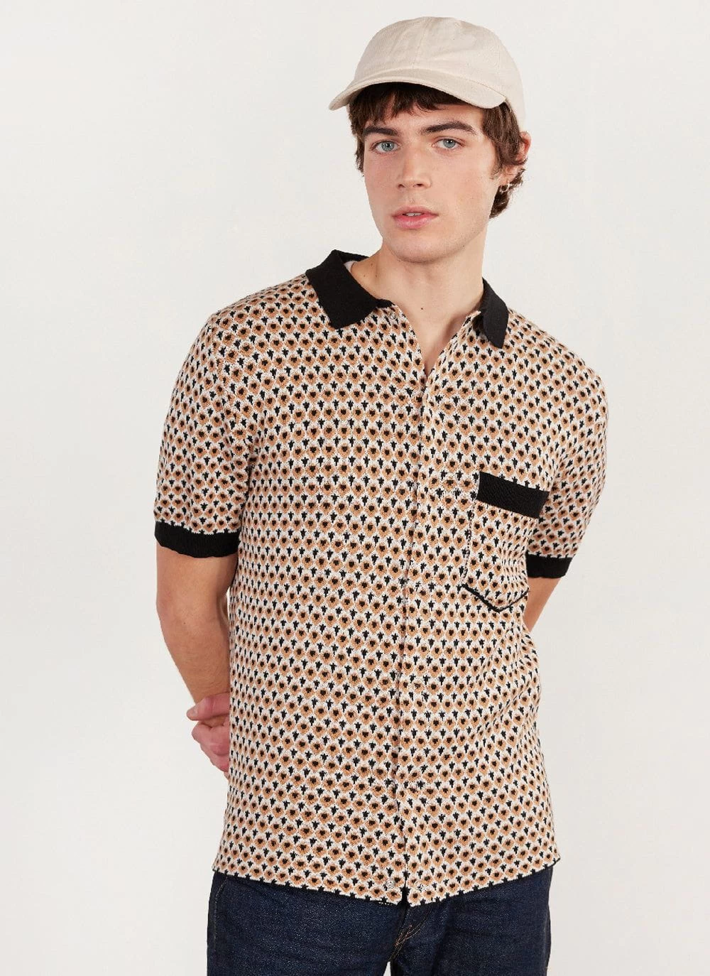 Casa Piccante Shirt | Knitted Cotton | Rust Jacquard 9 Casa Piccante Shirt | Knitted Cotton | Rust Jacquard - Image 7