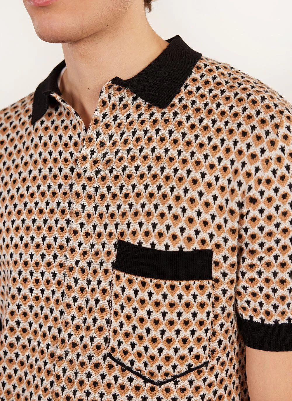 Casa Piccante Shirt | Knitted Cotton | Rust Jacquard 6 Casa Piccante Shirt | Knitted Cotton | Rust Jacquard - Image 4