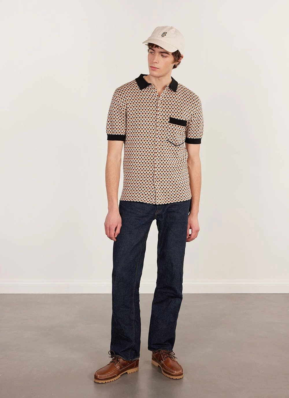 Casa Piccante Shirt | Knitted Cotton | Rust Jacquard 5 Casa Piccante Shirt | Knitted Cotton | Rust Jacquard - Image 3