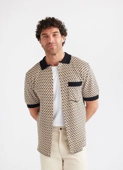 Casa Piccante Shirt | Knitted Cotton | Rust Jacquard 26 Casa Piccante Shirt | Knitted Cotton | Rust Jacquard -Urban Wear Shop PERCIVAL MENSWEAR CASA PICANTE TAN1