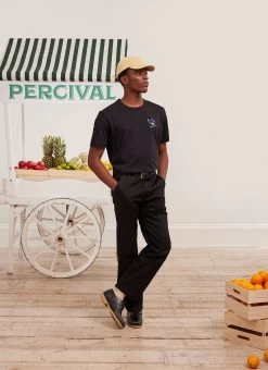 Thistle Flower T Shirt | Champion And Percival | Black -Urban Wear Shop PERCIVAL MENSWEAR CHAMPION THISTLE BLACK1