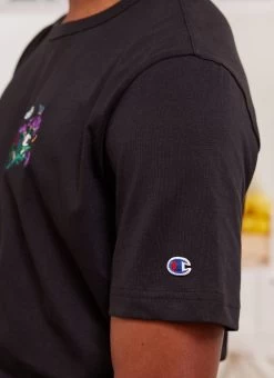 Thistle Flower T Shirt | Champion And Percival | Black -Urban Wear Shop PERCIVAL MENSWEAR CHAMPION THISTLE BLACK3