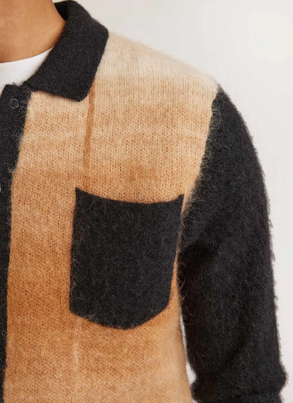 Checker Gradient Bobcat Cardigan | Mohair | Tan 10 Checker Gradient Bobcat Cardigan | Mohair | Tan - Image 8