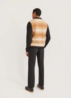 Checker Gradient Bobcat Cardigan | Mohair | Tan 22 Checker Gradient Bobcat Cardigan | Mohair | Tan -Urban Wear Shop PERCIVAL MENSWEAR CHECKER GRADIENT BOBCAT CARDIGAN TAN3